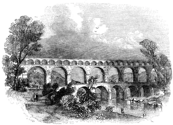 Nimesin akvedukti Pont du Gardissa, Ranskassa, 1886