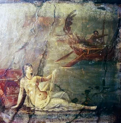 Theseuksen autiomaa Ariadne, roomalainen seinämaalaus Herculaneumista, 1. vuosisadalla