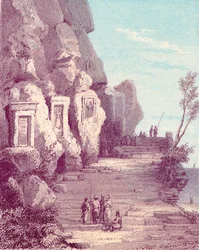 Assyrialainen veistos Nahr El Kelb tai Dog River, 1800-luvulla.
