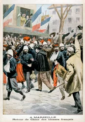 Marseillessa, haavoittuneiden ranskalaissotilaiden paluu Kiinasta, 1901
