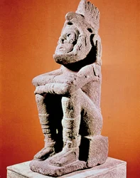 Atsteekkien veistos istuvasta mieshahmosta, c1375-1521