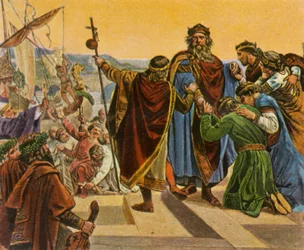 Barbarossa jättää hyvästit lähtiessään ristiretkelleen, 1189, 1936.