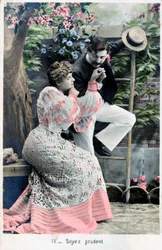 Ole varovainen, ranskalainen vintage-postikortti, c1900