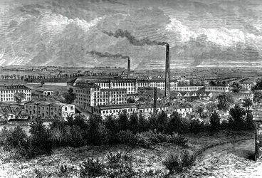 Bessbrook Mills and village, County Armagh, Irlanti, 1880