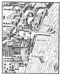 Lintuperspektiivistä Westminsterin palatsi, Lontoo, c1560, c1902-1905