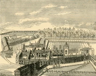 Birds Eye View vanhasta charterhousesta, c1872.
