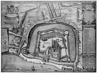Lintuperspektiivistä Tower ja Liberties, sellaisina kuin ne ilmestyivät vuonna 1597, Lontoo, 1900-luku.