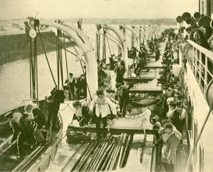 Boat Drill Aboard the Aquitania., c1930.