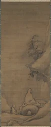 Bodhidharma meditoi kalliolle päin, 1200-luvun loppu.