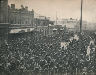 Boer Commando kulkee Johannesburgin toisen Transvaalin sodan läpi, 1900.