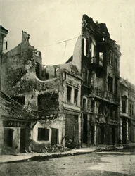 Rakennuksia pommitettiin Belgradissa, Serbiassa, ensimmäinen maailmansota, lokakuu 1915, c1920.