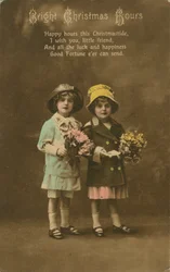 Bright Christmas Hours vintage joulukortti, c1900