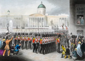 Brittisotilaita lähdössä Krimin sotaan, Venäjän-Turkin sota 1853-1856, noin 1860