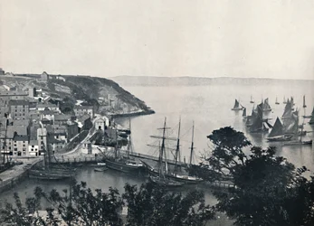 Brixham - The Lower Town, näytetään kalastuslaivasto, 1895