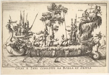 Calais ja Zetes, jota johtivat Boreas ja Oreithyia Calais e Zeti condotti da Borea et Oritia, w..., 1664.