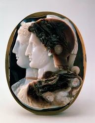 Cameo Gonzaga Cameo Egyptin kuninkaan Ptolemaios II:n ja hänen vaimonsa Arsinoe I:n kanssa, 3. vuosisadalla eaa.