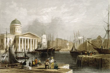Canning Dock, Liverpool, joka näyttää Custom Housen, 1841