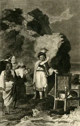 Kanuutti nuhtelee hovimiehiä, 1700-1800-luku.