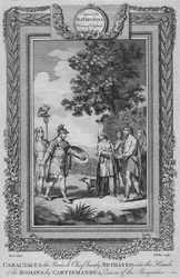 Caractacus, brittiläinen päällikkö, jonka Cartismandua periaatteessa petti roomalaisten käsiin, c1787