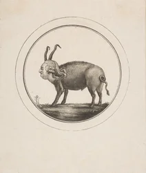 Karikatyyri, jossa Louis XVI näkyy oinaana, 1700-luku.