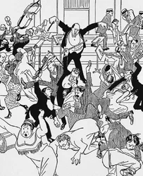 Karikatyyri Schönbergin kamarisinfoniasta nro 1 31. maaliskuuta 1913 Wienissä, 1913