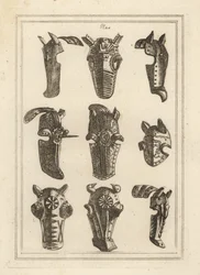 Chanfrons, champfrein tai shaffrons bardedhevosille