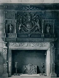 Savupiippu James I:n käsivarsilla, noin 1606: vanhasta palatsista, Bromley-By-Bow, 1945
