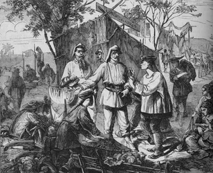 Kiinalaiset jälleenmyyjät liittoutuneiden leirillä, c1880