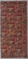 Chintz-sängynpeite tai roikkuu japanilaistyylisellä kuviolla, oikea puoli, 1700-luvun ensimmäinen puolisko.
