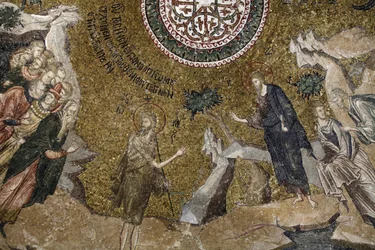 Choran kirkkomuseo : Nuoren Jeesuksen mosaiikki (vasemmalla: Temppelilääkärit) Istanbul Turquie