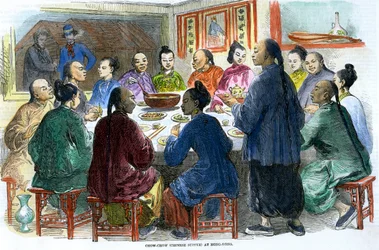 Chow-chow kiinalainen illallinen Hongkongissa, 1875