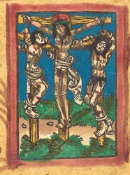 Kristus ristillä kahden varkaan välissä, n. 14901500.