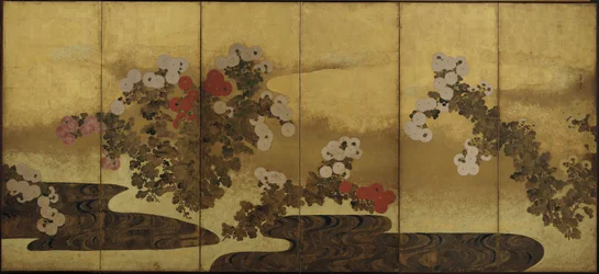Krysanteemit puron vieressä, Edo-kausi, 1800-luku.