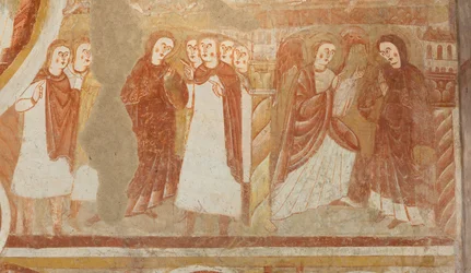 kirkko (Église Saint-Martin). Sisustus. Seinämaalauksia (freskot). Nave