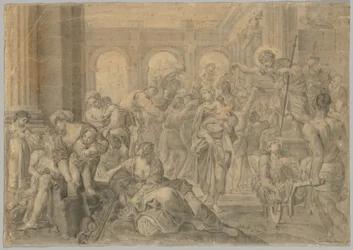 Kopio Annibale Carraccis St. Roch Giving Alms, 1595 tai sen jälkeen.