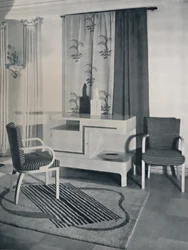 Huoneen kulma, jonka Hayes Marshall suunnitteli Fortnum & Mason Ltd.:lle, Lontoo, 1936