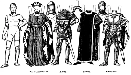 Miesten ja naisten puvut, joita käytettiin Henry V:n hallituskauden aikana, n. 1934