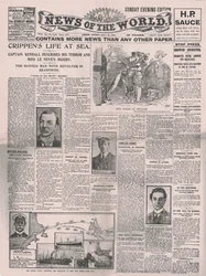Crippens Life at Sea, News of the World -lehden etusivu, 31. heinäkuuta 1910.