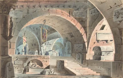 Crypt polvistuvan surimiehen kanssa, 1830-40.