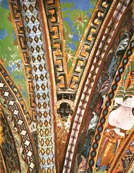 Pyhän Franciscuksen basilikan koristelu, Assisi, Italia, 1928.