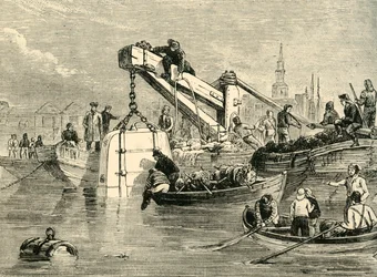Thames-tunnelin rakentamisessa käytetty sukelluskello, c1878.