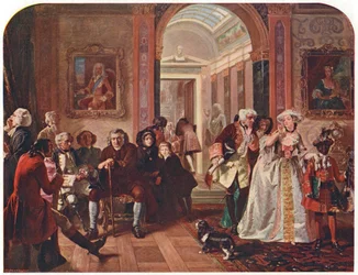 Tohtori Johnson Lord Chesterfieldin eteisessä odottamassa yleisöä, 1748