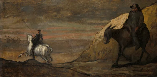 Don Quijote ja tuulimyllyt, n. 1850.