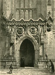 Doorway of Kings College Chapel, 1898.