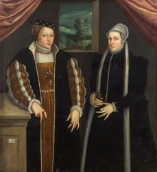Kaksoismuotokuva Marie of Brandenburg-Kulmbach ja Christina of Tanska, n. 1580