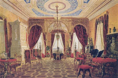 Kreivitär Julia Samoilovan Grafskaja Slavjankan kartanon salonki, 1800-luvun puoliväli