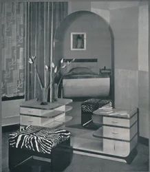 Frankl Galleres, Inc:lle, 1933, suunniteltu peilipöytä ja jakkara