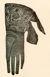 Brodeerattu käsine, 1600-luku, 1937.