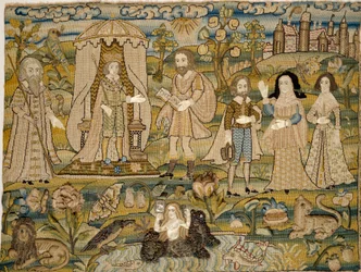 Brodeerattu kuva: Salomon julistus, 1600-luvun puoliväli