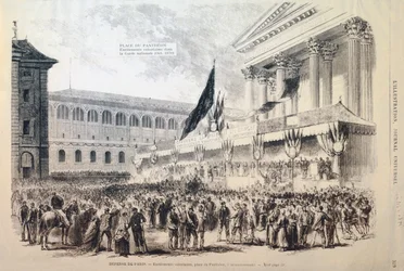 Vapaaehtoisten värväys kansalliskaartiin, Panthéon-aukio, Pariisi, 1870-1871